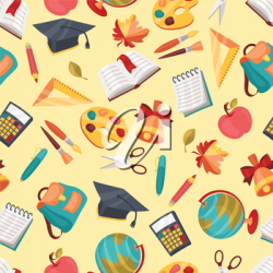 School seamless pattern with education icons and symbols ...