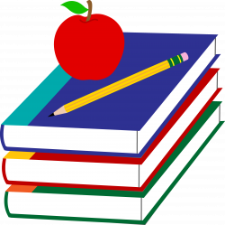 School Books With Apple And Pencil Free clipart free image