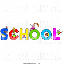 Clip Art of Stick Figure Children Playing on the Word School ...