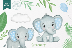 Blue Boy Baby Elephants collection ~ Graphics ~ Creative Market