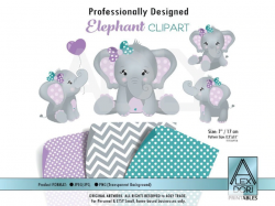 Girl Elephant Clip art, Baby Girl Purple,Teal Turquoise peanut clip ...