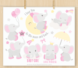 Baby Girl Elephants Clipart