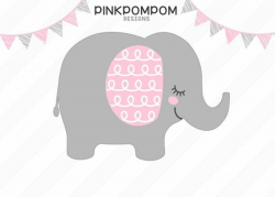 Baby Elephant SVG – pink gray elephant clipart - baby shower ...