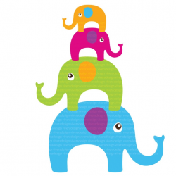 Digital Clip Art - Bright Elephants - 15 Elephants in Bright Colors ...