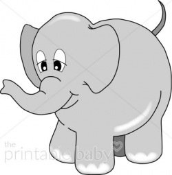 Happy Gray Elephant Clipart | Animal Baby Clipart