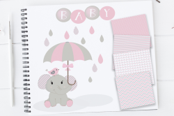 Baby Girl Clipart, Elephant Clipart, Baby Clip art, Baby Shower ...