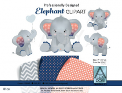Cute elephant clipart in navy blue and peach nursery decors cliparts