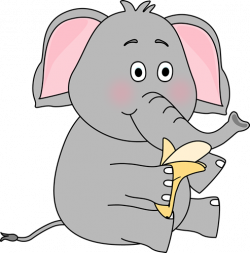 Cute Elephant Clip Art | Elephant Eating a Banana Clip Art Image ...