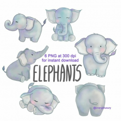 Watercolor Elephant Clipart, INSTANT DOWNLOAD, Watercolor Clipart ...