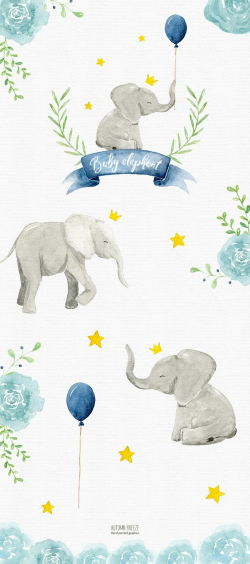 watercolor baby elephant clipart, watercolor clipart, watercolor ...