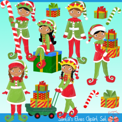 African-american Elves Clipart Set