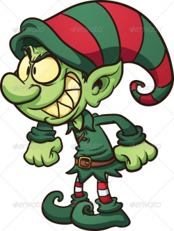 Evil Christmas elf. Vector clip art illustration with simple ...