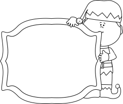 clip art black and white | Black and White Elf Christmas Sign Clip ...