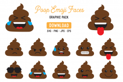 Poop Emoji Vector Clipart Pack - Poop Emoji Graphic