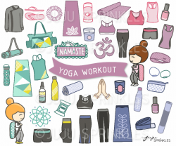 Yoga Workout Clipart and Sticker Set