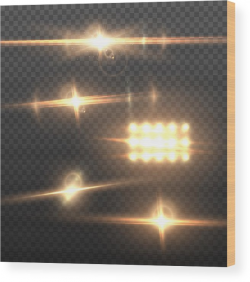 Vector Lens Flare Effect. Realistic Vector Sun Flare Transparent Explosion  Wood Print