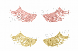 Instant Download, 2 X Lash Clipart, rose gold lashes clip ...