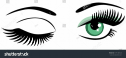 vector green eyes with long lashes winking | Eyes clipart ...