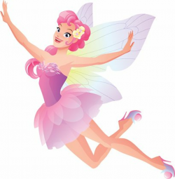 Cute Flying Fairy IN Pink Petal Dress With Butterfly Wings premium ...