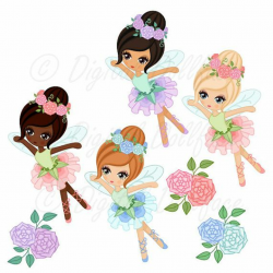 Fairy Clipart, Garden Fairies Clip Art for Fairy Birthday, Printable ...