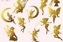 Gold Foil Fairies Clipart