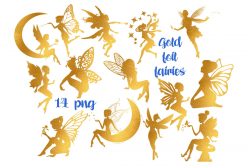 Digital clipart GOLD FOIL FAIRIES,Fairy clipart,Fold foil fairy ...