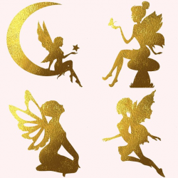 Gold Foil Fairy Silhouette Clipart