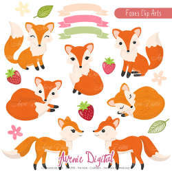Cute Fox Clipart Scrapbook printables, Autumn clip art set for ...