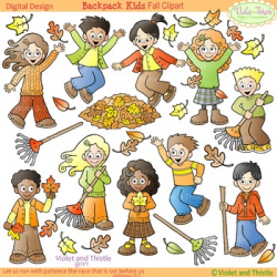 Fall Clipart: Kids Fall Activities: Raking, Jumping in Leaves, Collecting  ...