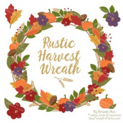 Autumn Harvest Wreath & Fall Clipart