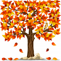 Autumn Tree With Falling Leaves Clip Art - Clip Art Library