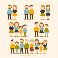 Flat collection of families Vector | Free Download