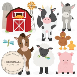Premium Farm Animals Clip Art & Vectors - Farm Animals Clipart, Barn Yard