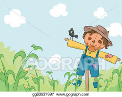 Clip Art Vector - Scarecrow in corn farm. Stock EPS gg63537397 - GoGraph