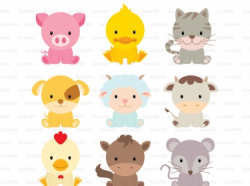 Cute Farm Animals Digital Clipart | Meylah