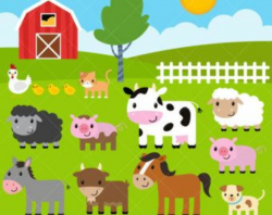 Farm Baby Animals Clipart / Cute Animal Clipart / Barnyard Animals ...