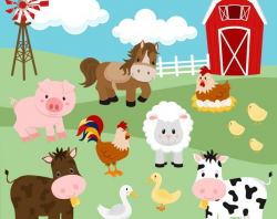 Animal de granja caras Clipart Set-caras de animales, corral, granja ...