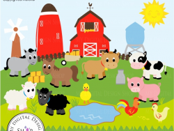 Old MacDonald, Farm Animals, Vector Clipart Image, Scrapbooking Farm, Barn,  Windmill, Cows, Sheep, Duck, Rooster, Hen, Baby Animals, PNG/EPS | Meylah