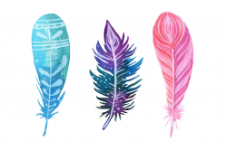 Watercolor Boho Feathers clipart set By Teploleta ...