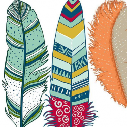 Colorful Feather Clip Art, Tribal Bird Feathers, Feather ...