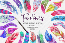 Watercolor Feather Clipart ~ Illustrations ~ Creative Market
