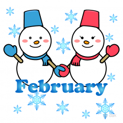 Snowman Couple and Snow February Clipart Free Picture｜Illustoon