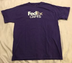 Details about Fedex Cares Purple M T-Shirt Federal Express Logo VGUC