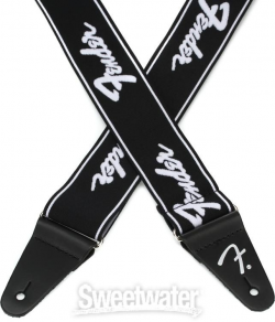 Fender Weighless Running Logo Guitar Strap - Black/White ...