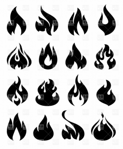 Fire And Flame Silhouettes Simple Icons Vector Clipart | CQRecords