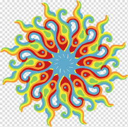 Rainbow Forms, yellow, blue, and red fire sun illustration ...