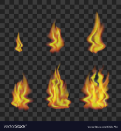Fire set on transparent background