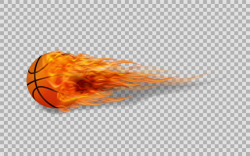 Vector basketball in fire on transparent background. Vector ...