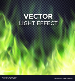 Green fire flames on transparent background