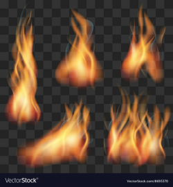 Realistic transparent fire flame set